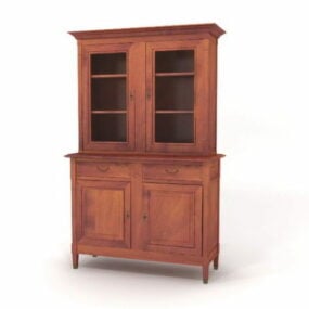 Antique Kitchen Red Wood Wall Cabinet 3d model