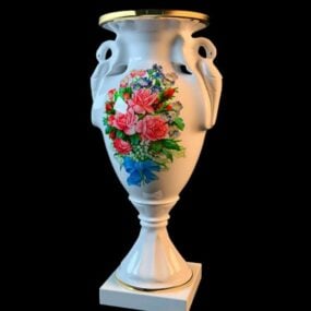 3д модель старинной фарфоровой расписной вазы