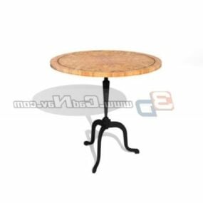 Antique Wooden Round Table Restaurant 3d model