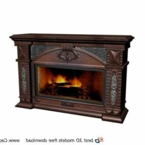 Antique Stone Fireplace Design 3d model