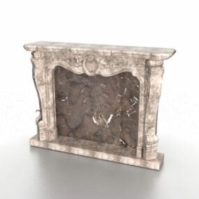 Vintage Stone Fireplace Mantels Design 3d model