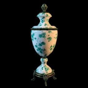 3д модель антикварной декоративной вазы с ручной росписью