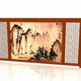 Antique Wooden Accent Wall 3d model
