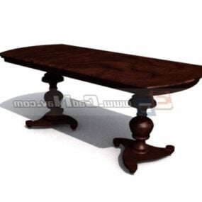 Mesa de té de madera con patas antiguas modelo 3d