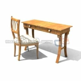 Antique Writing Desk With Chair 3d model