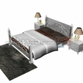 Iron Bed Bedside Cabinet Furniture 3d model
