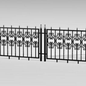 Antique Street Wrought Iron Fence 3d model
