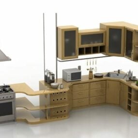 House Corner Kitchen Design 3d-modell