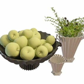 Jídlo dekorace Jablko s vázou 3D model