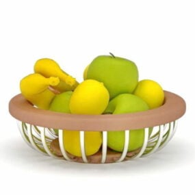 Apple Banana Fruits Basket 3d-modell