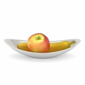 Fruta maçã banana na tigela modelo 3d