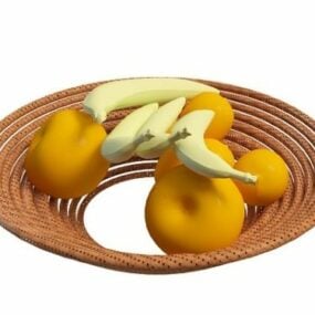التفاح والموز والفاكهة في السلة نموذج ثلاثي الأبعاد