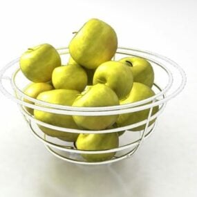 Kosze z zielonymi jabłkami Model 3D