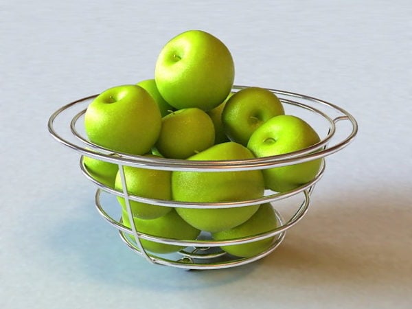 Fruit Apples In Wire Basket