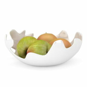 Apples Fruits In Plate דגם תלת מימד