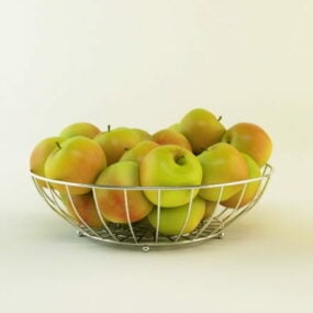 Apples Fruit With Wire Basket 3d model
