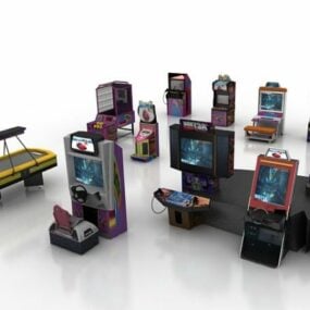 Arcade Gaming Machines Set 3d model