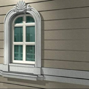 Mô hình 3d cửa sổ vòm cổ có lanh tô nêm