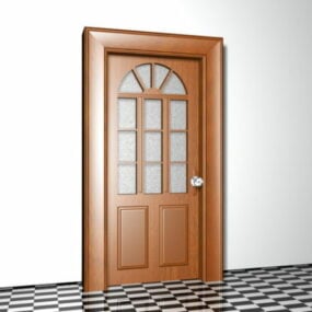 Arch Top Home Wooden Glazed Door 3d model