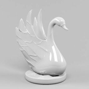 Statue Art Deco Ceramic Swan 3d model