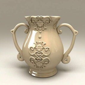 Art Decoration With Pottery Vase 3d model