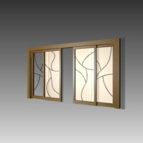Kodin sisätilojen lasinen väliseinäovi 3d-malli
