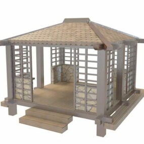 Asiatisk sten træpavillon 3d-model