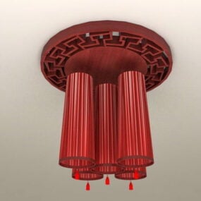 مدل سه بعدی چراغ سقفی قرمز سبک آسیایی