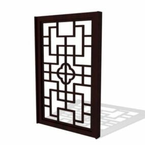 Pannello per finestre in legno per mobili asiatici modello 3d