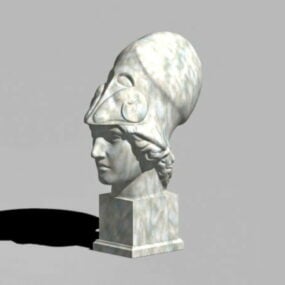 Model 3d Kepala Patung Batu Athena