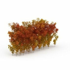 3D-Modell der Herbststräucher-Hecke im Freien