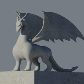 Superbe statue de dragon occidental modèle 3D