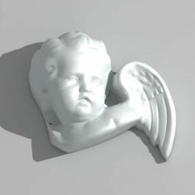 3д модель статуи головы младенца-ангела в стиле вестерн