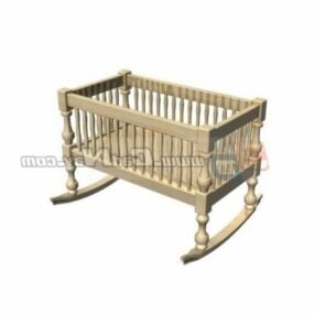 Baby Cot Wooden Cradle Furniture 3d model