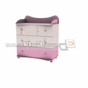Baby Girl Pink Drawer Cabinet 3d model