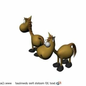 Brinquedo de cavalo de pelúcia de desenho animado para bebê modelo 3d