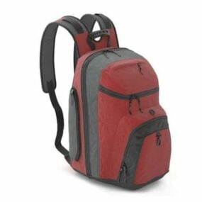 School Red Backpack 3d model