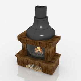 Backyard Old Antique Fireplace 3d model