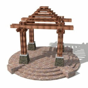 3D-Modell für den Gartenpavillon im Freien