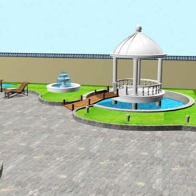 Backyard Landscape Playground Design 3d model