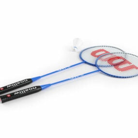 Badminton Racket With Shuttles 3d model