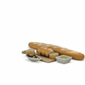 Food Baguette Bread Slice 3d model