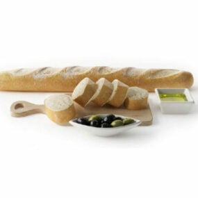 Food Baguette Slice 3d model
