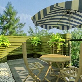 Outdoor Umbrella Cafe 3d model
