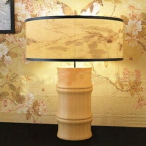 مصباح طاولة من الخيزران لغرفة النوم نموذج ثلاثي الأبعاد