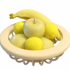 Apple Banana Fruit Basket 3d-modell
