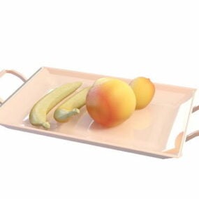 प्लेट पर रसोई केला सेब 3डी मॉडल