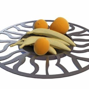 リンゴ、バナナ、桃の果物3Dモデル