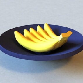 Bananas Fruit On Plate 3d model