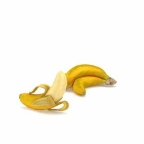 Bananenfrüchte und geschälte Banane 3D-Modell